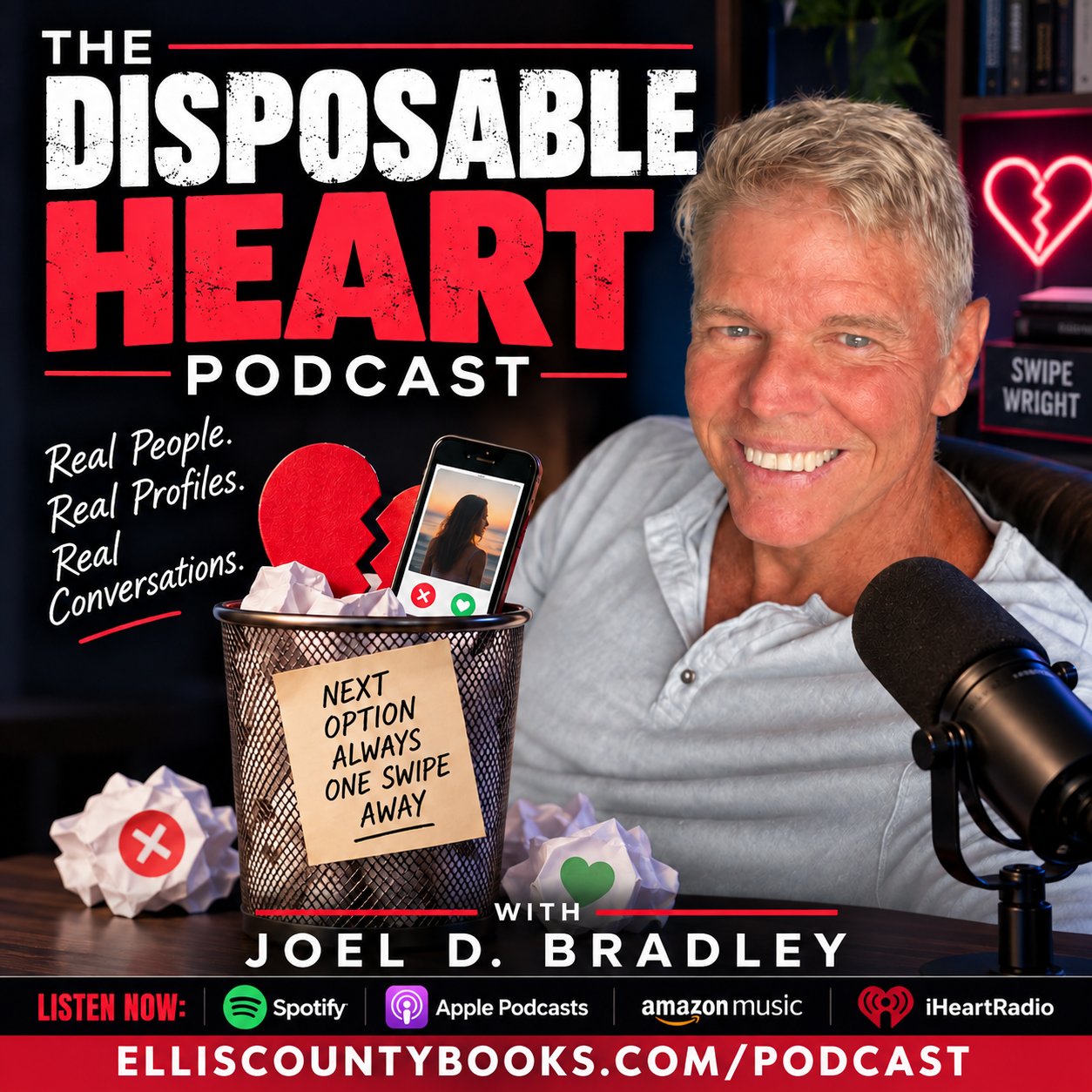 Official artwork for The Disposable Heart Podcast with host Joel D. Bradley